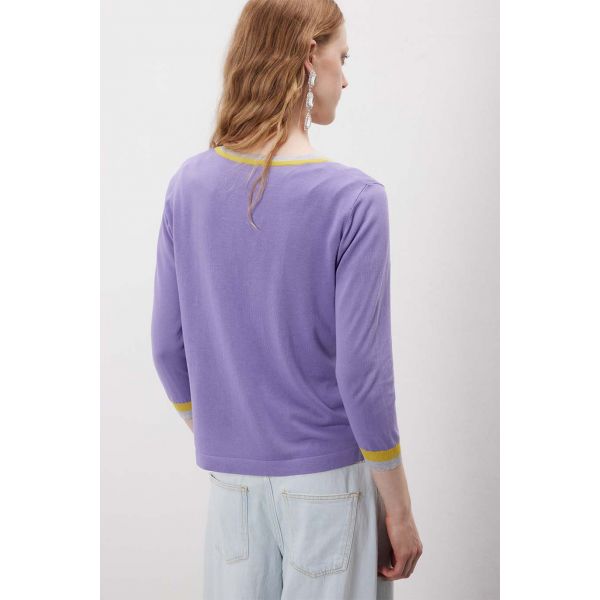 Giacca manica 3/4 con bordi a contrasto