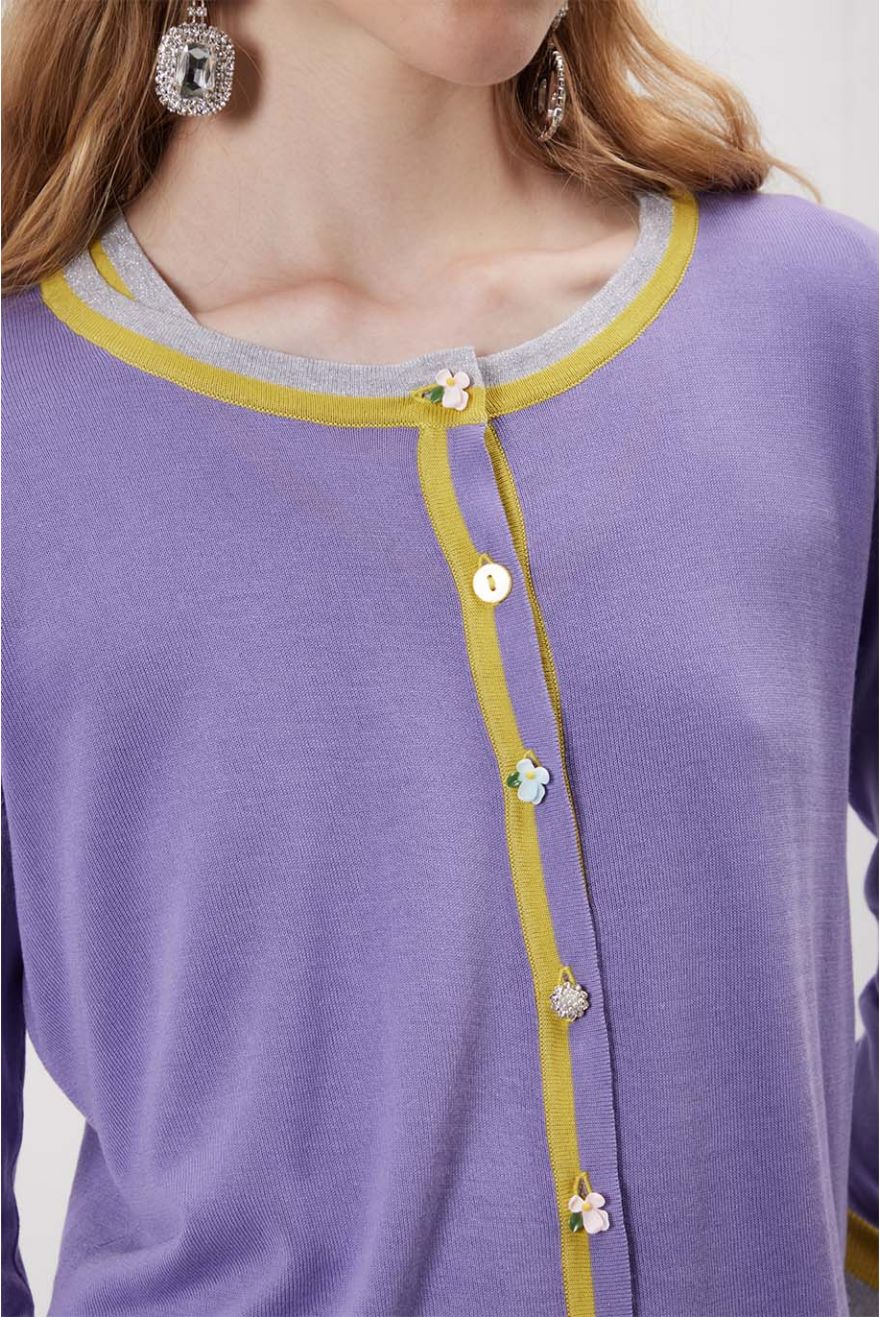 Giacca manica 3/4 con bordi a contrasto