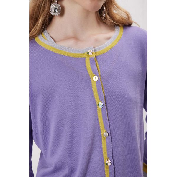 Giacca manica 3/4 con bordi a contrasto