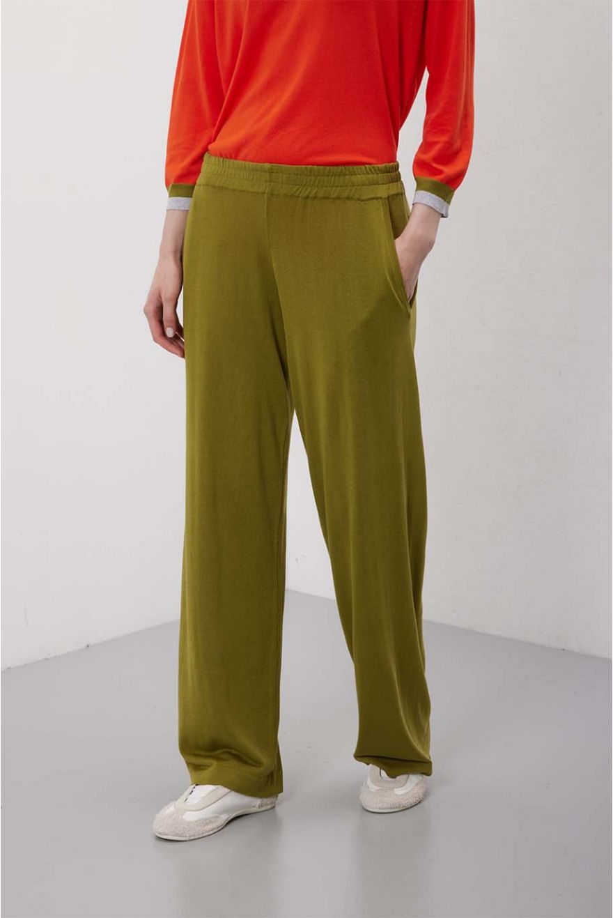 Pantaloni tinta unita in filato pregiato