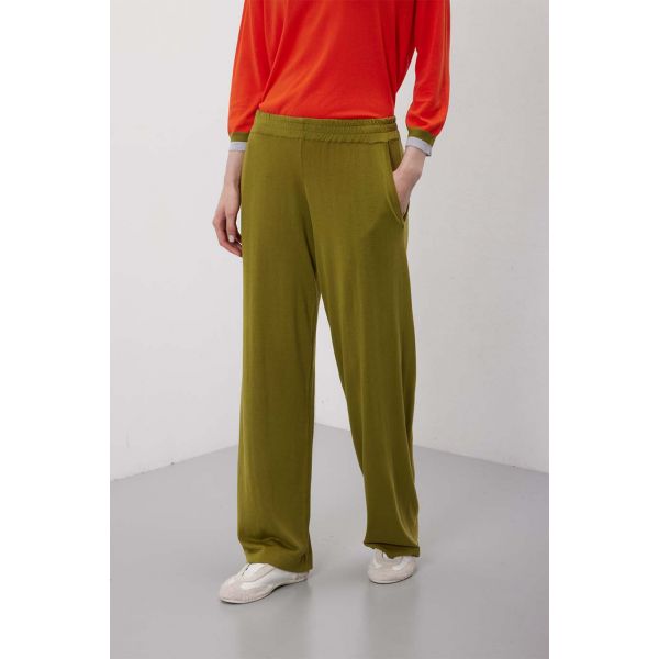 Pantaloni tinta unita in filato pregiato