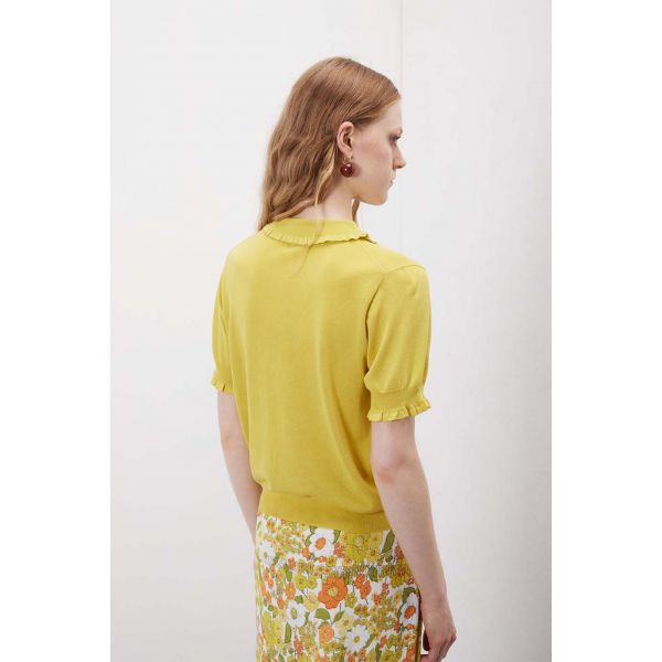 Polo a manica corta tinta unita con rouche