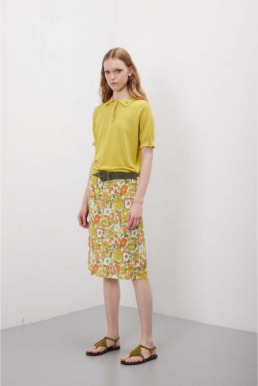 Polo a manica corta tinta unita con rouche