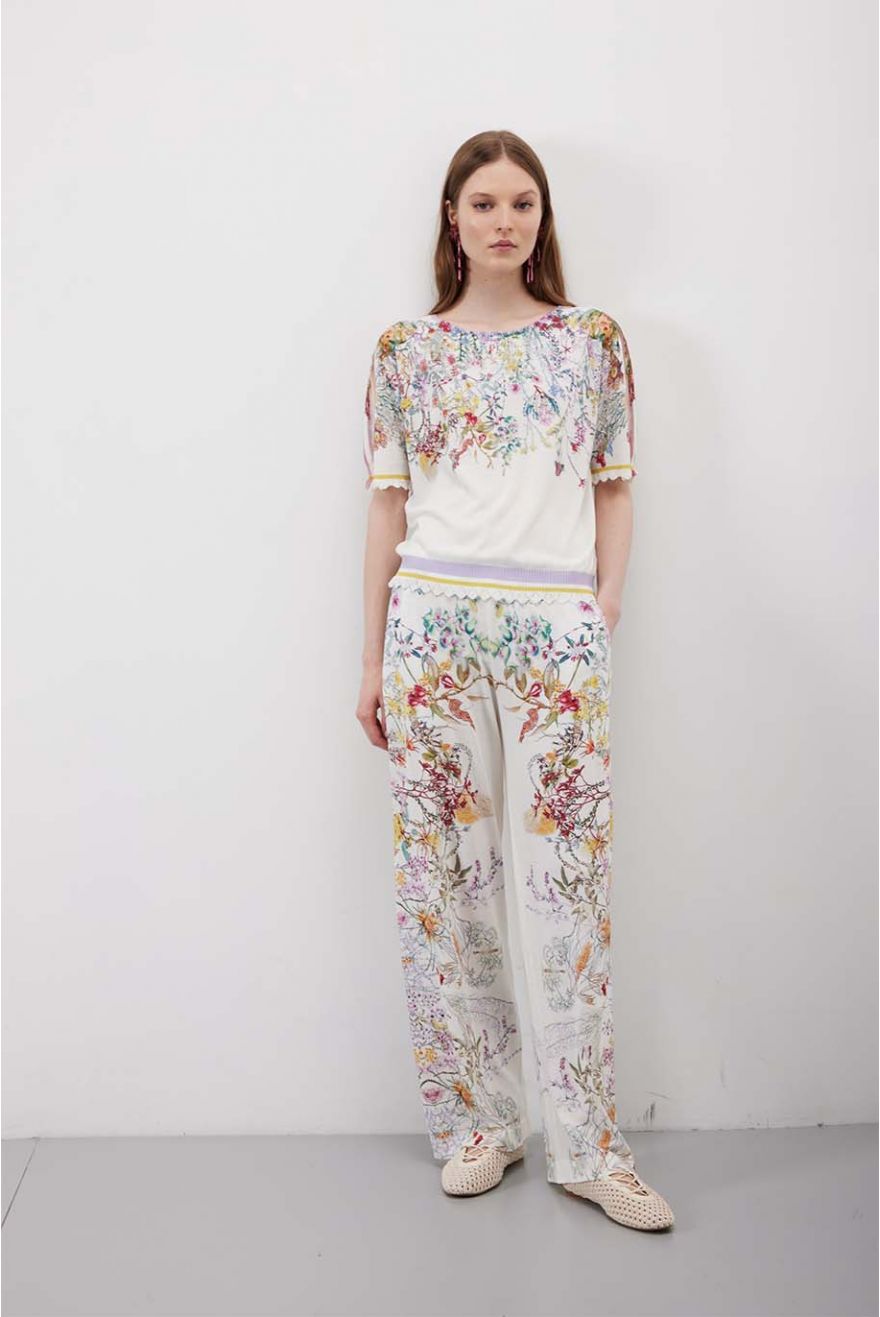 Pantaloni ampi con stampa Floral