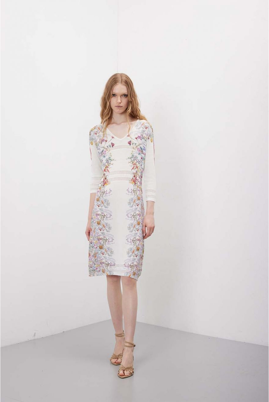 Abito pointelle con stampa Floral