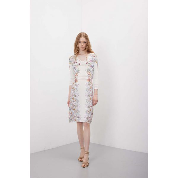 Abito pointelle con stampa Floral