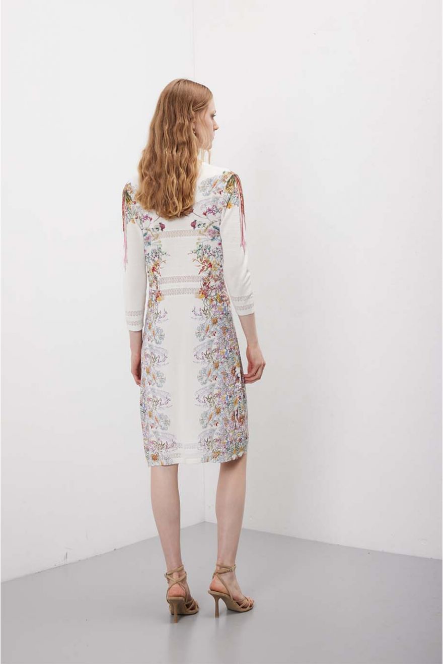 Abito pointelle con stampa Floral