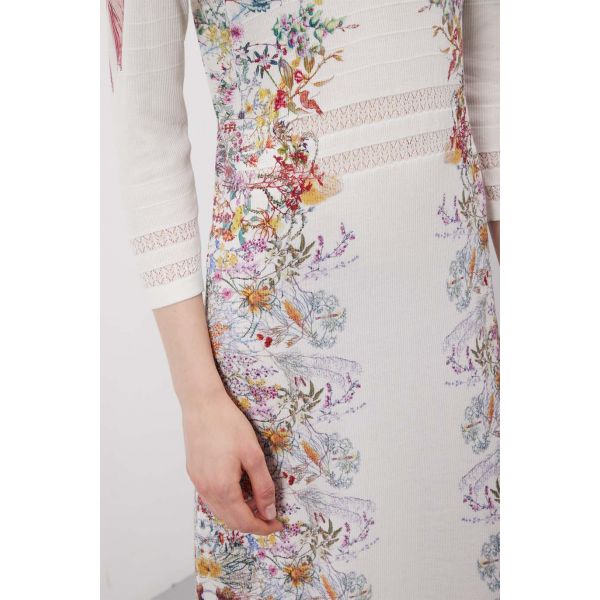 Abito pointelle con stampa Floral