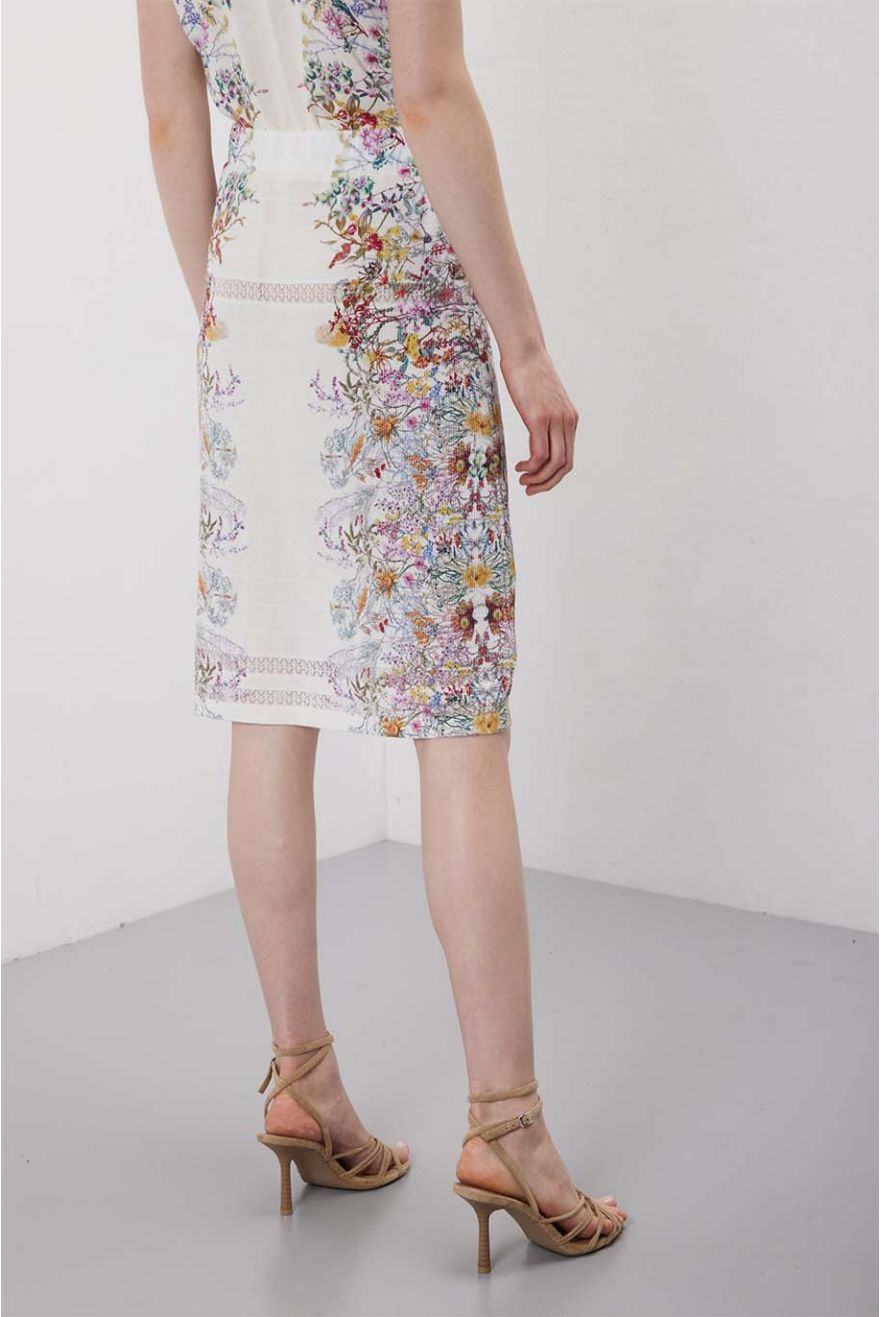 Gonna pointelle con stampa Floral
