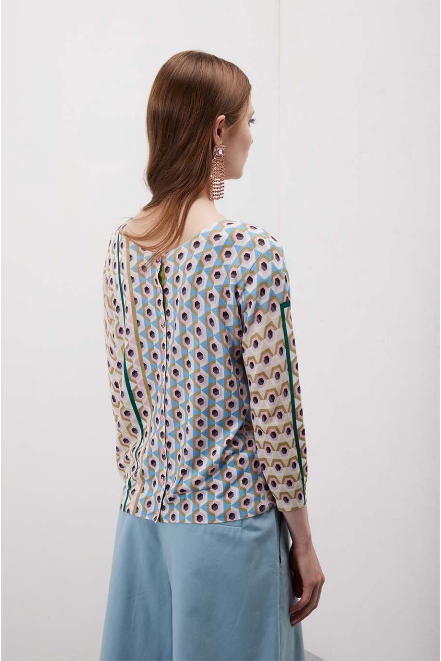 Cardigan manica 3/4 stampa Geometric