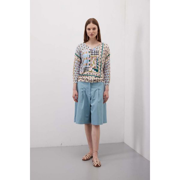 Cardigan manica 3/4 stampa Geometric