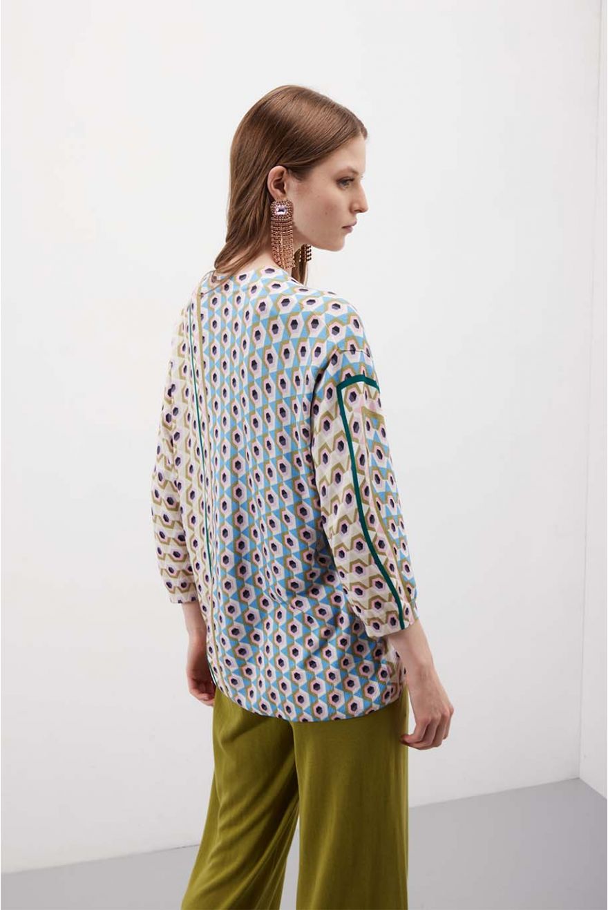 Cardigan scollo a V over pattern Geometric