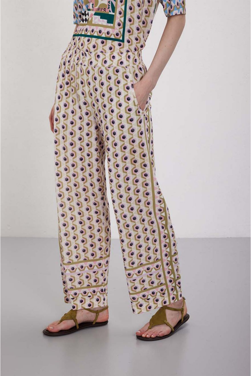 Pantaloni fluidi stampa Geometric