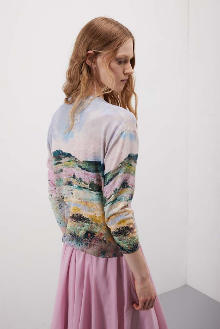 Maglia scollo a V over corta En Plein Air