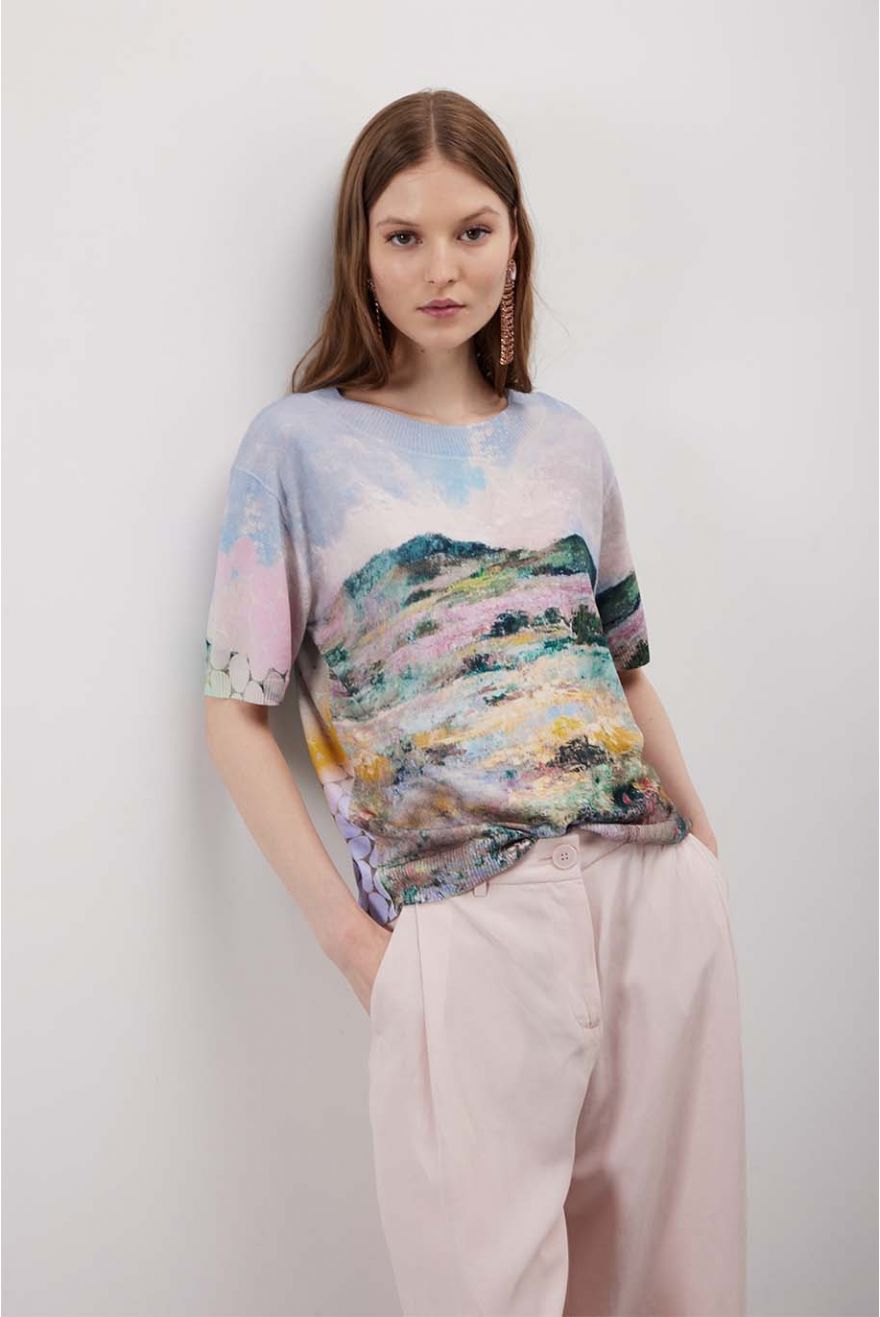 Maglia girocollo over corta En Plein Air