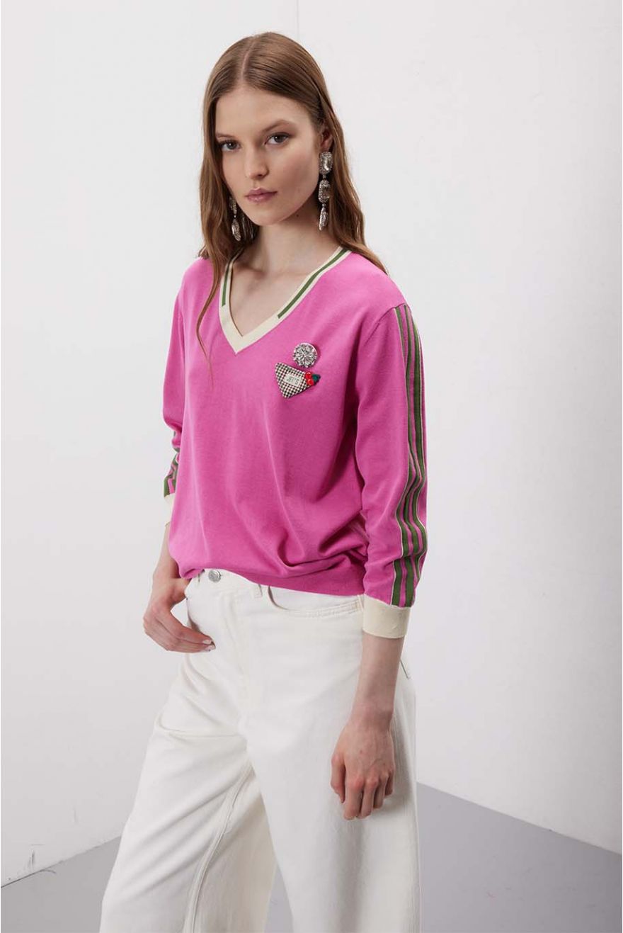 Maglia scollo V over corta Sporty