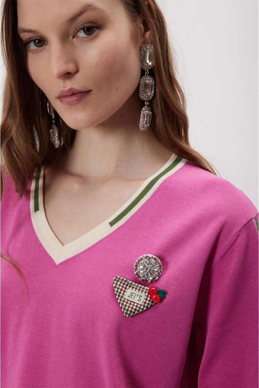 Maglia scollo V over corta Sporty