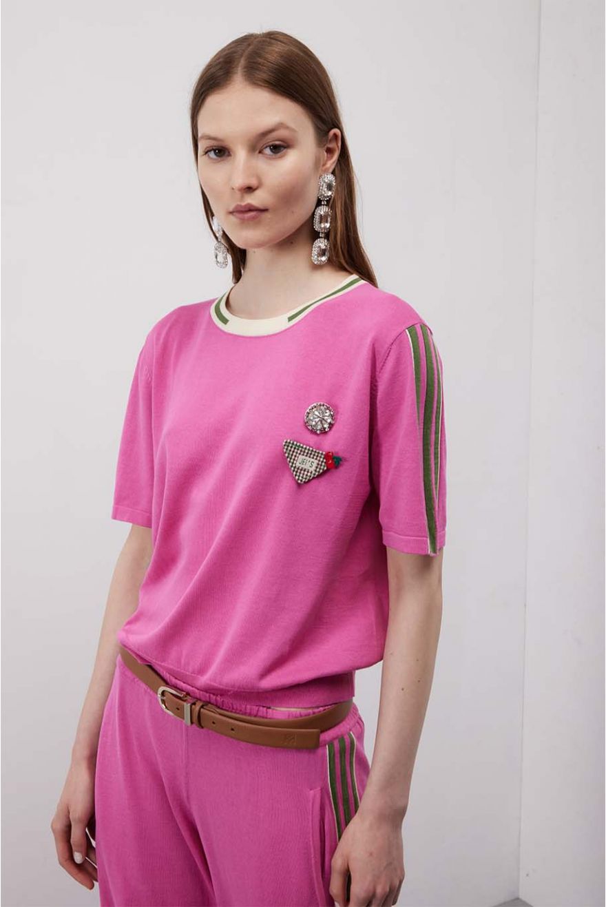 Maglia girocollo over corta Sporty