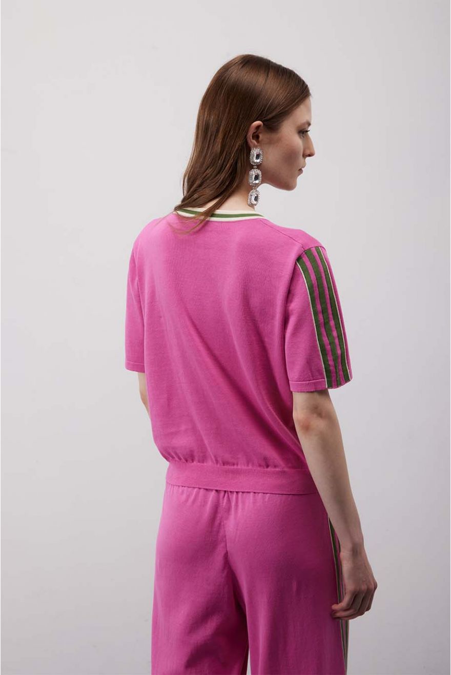 Maglia girocollo over corta Sporty