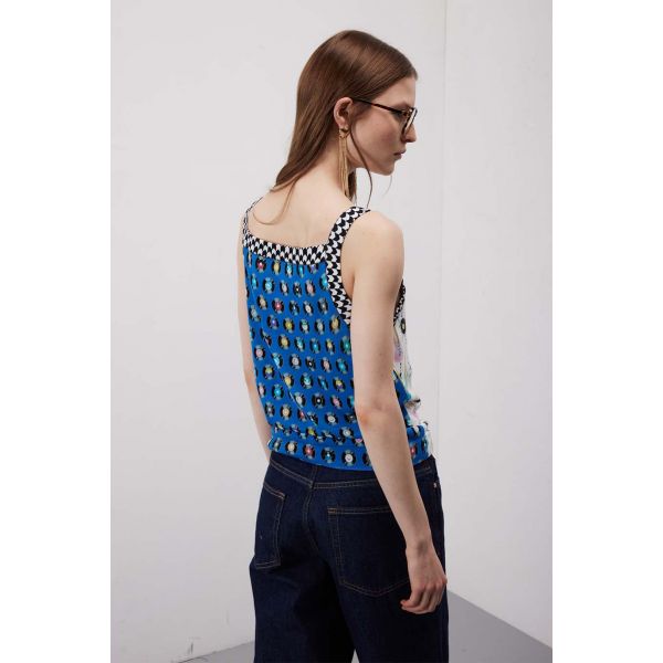 Top con spalline stampa Rock