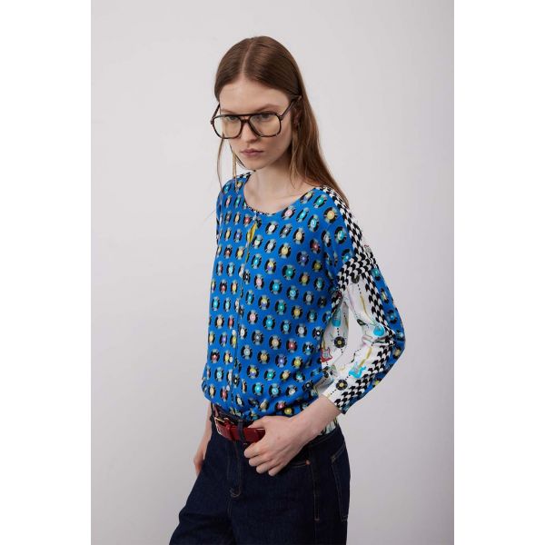 Cardigan manica 3/4 con stampa Rock