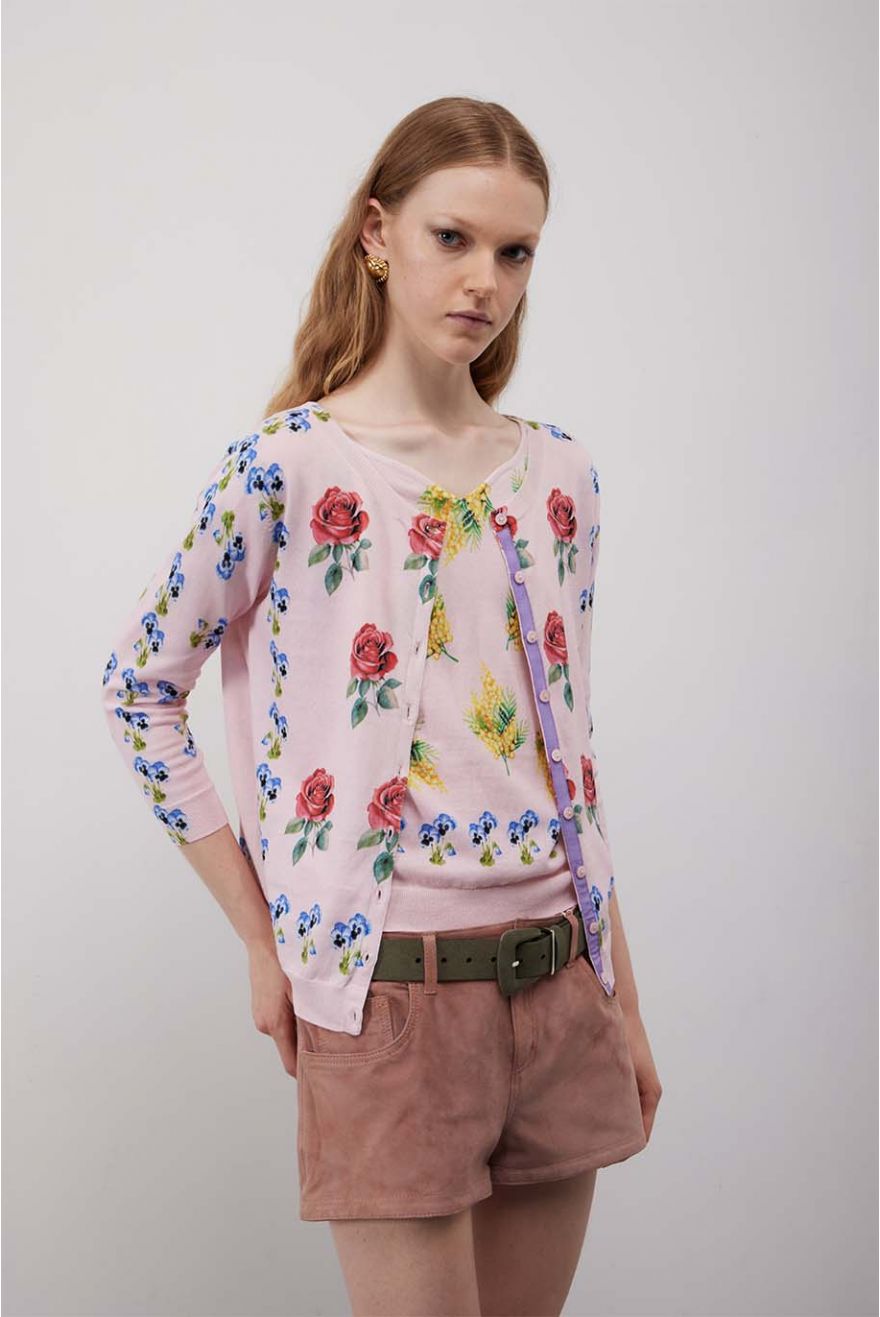 Twin set con stampa Mimose