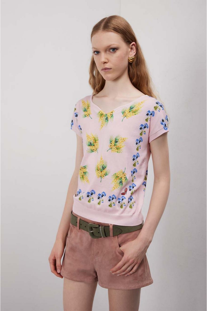 Twin set con stampa Mimose