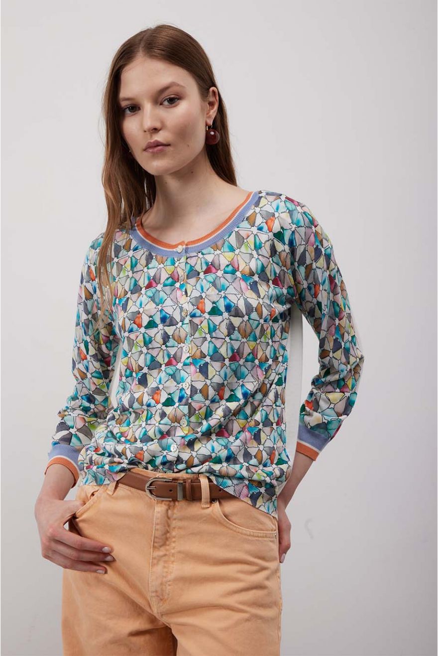 Cardigan manica 3/4 con stampa Graphic