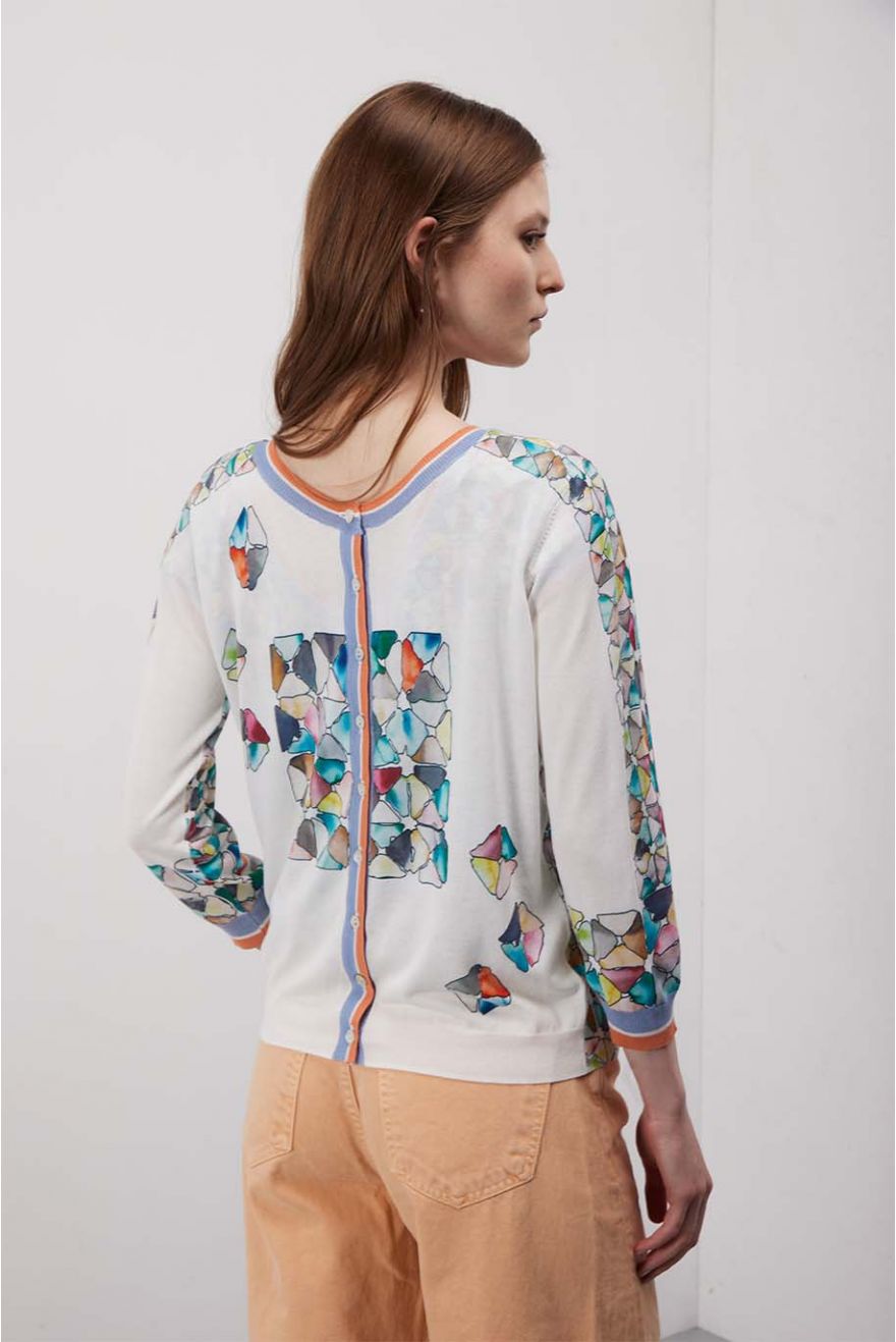 Cardigan manica 3/4 con stampa Graphic