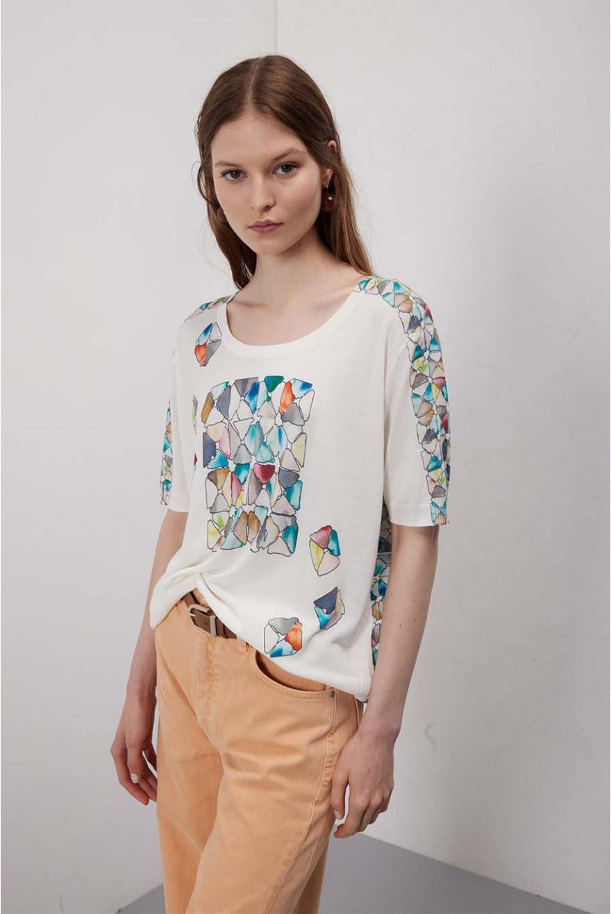 Maglia over scollo Madonna con stampa Graphic