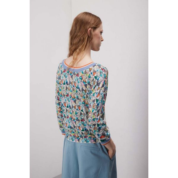 Maglia girocollo over corta manica 3/4 con stampa Graphic