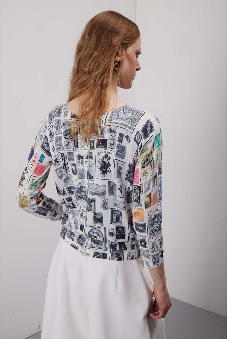 Twin set con stampa Francobolli