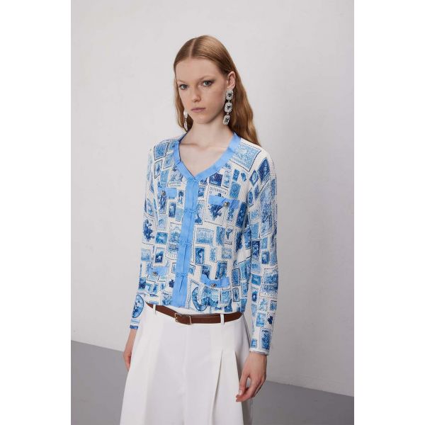 Giacca Chanel con stampa Francobolli