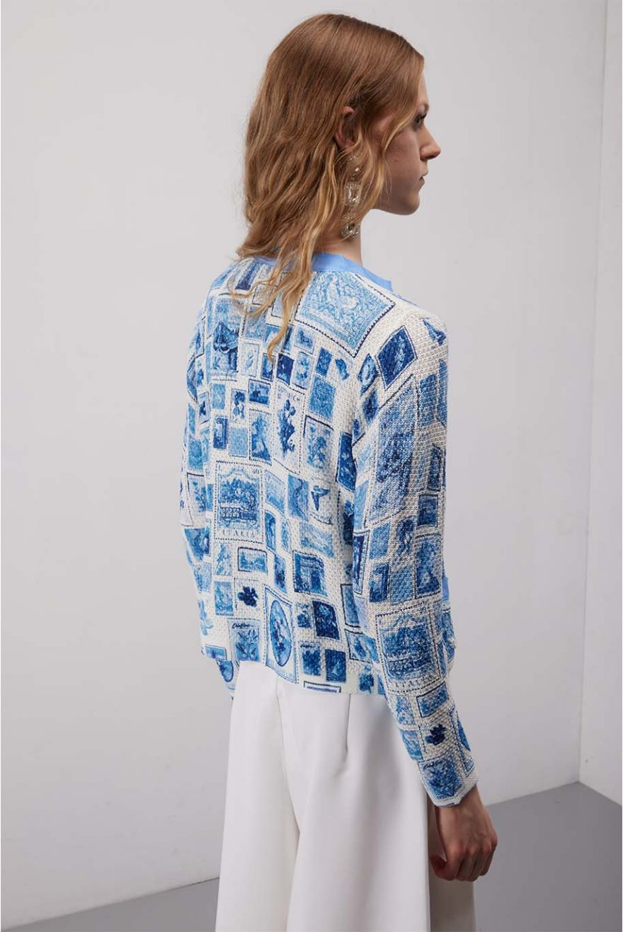 Giacca Chanel con stampa Francobolli