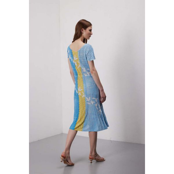 Abito manica corta plissé stampa Delavè