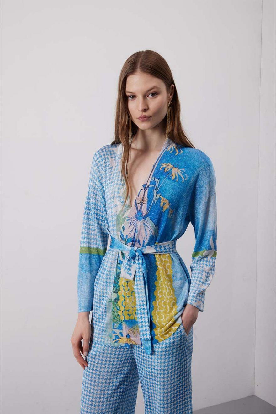 Giacca kimono manica 3/4 stampa Delavè