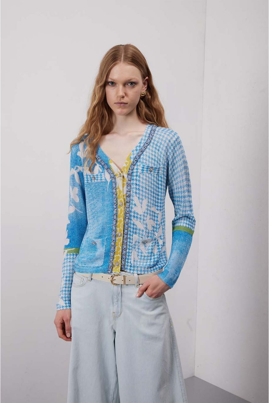 Chanel manica lunga con catena stampa Delavè