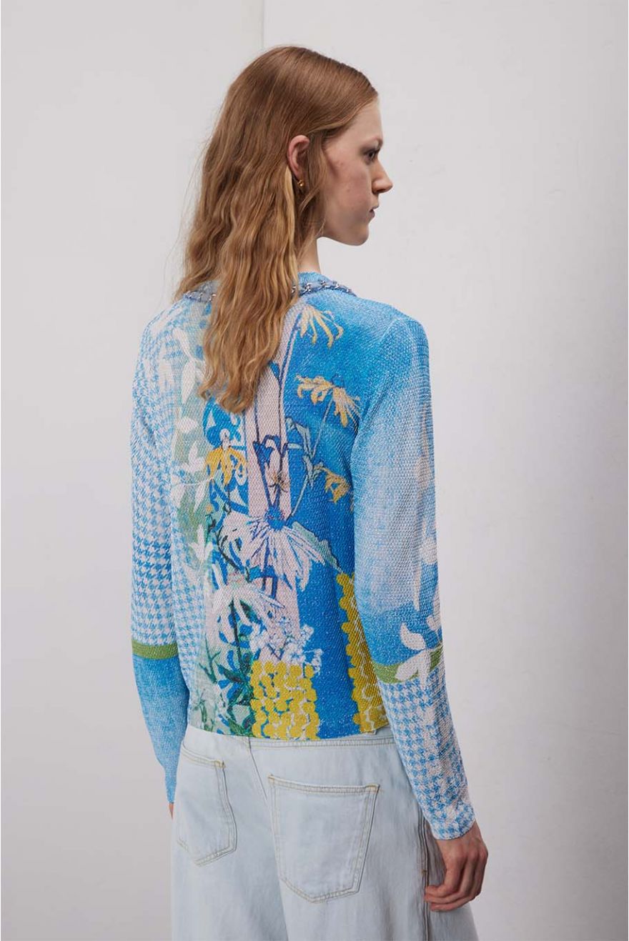 Chanel manica lunga con catena stampa Delavè