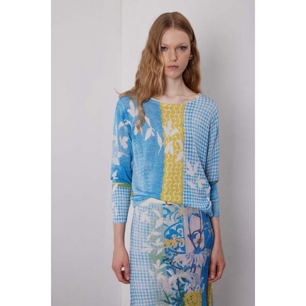 Pull Girocollo manica 3/4 pattern Delavè Double use