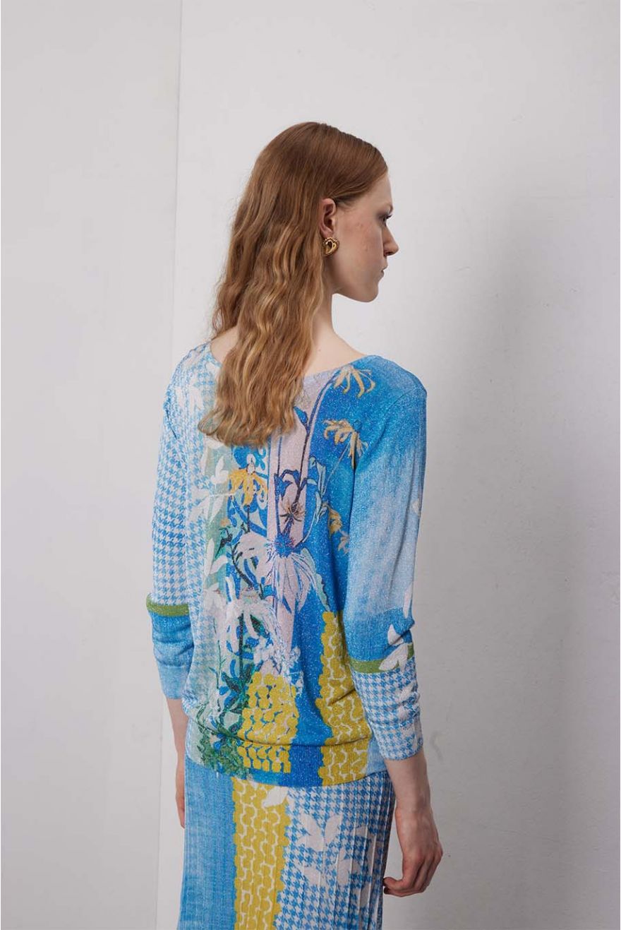 Pull Girocollo manica 3/4 pattern Delavè Double use