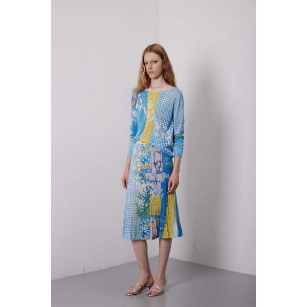 Pull Girocollo manica 3/4 pattern Delavè Double use