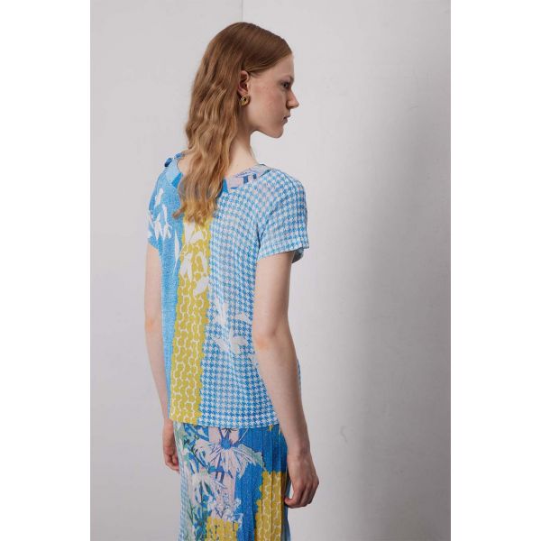 Maglia manica corta con fiocco stampa Delavè