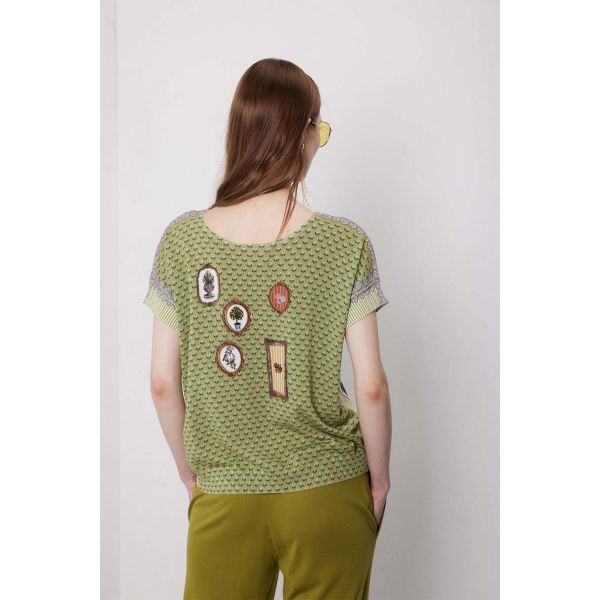 Kimono manica corta over con stampa Country