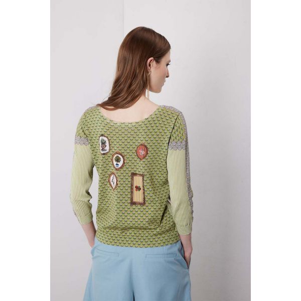 Maglia girocollo manica 3/4 con stampa Country